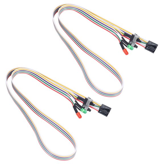 2X PC Case Red Green LED Lamp ATX Power Supply Reset HDD Switch Lead 20 inch