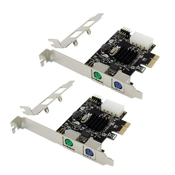 2X PCI-E Dual Port PS2 Expansion Adapter Card External PS2 Device Expansion Card Driver-Free Plug and Play for PC
