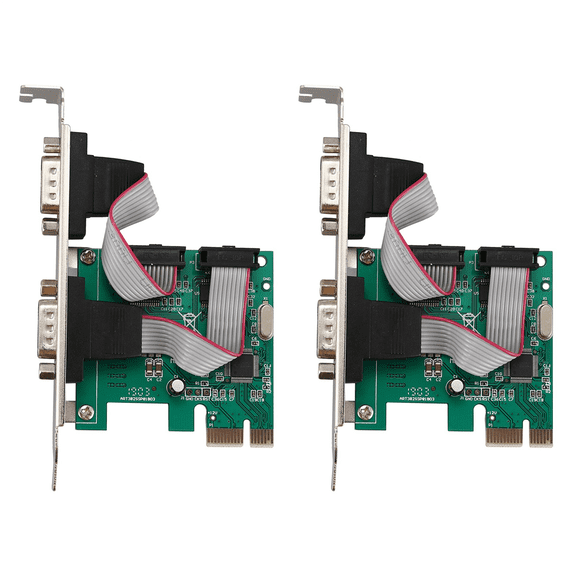 2X PCI-E PCI Express Dual Serial DB9 RS232 2 Ports Controller Adapter Card Green