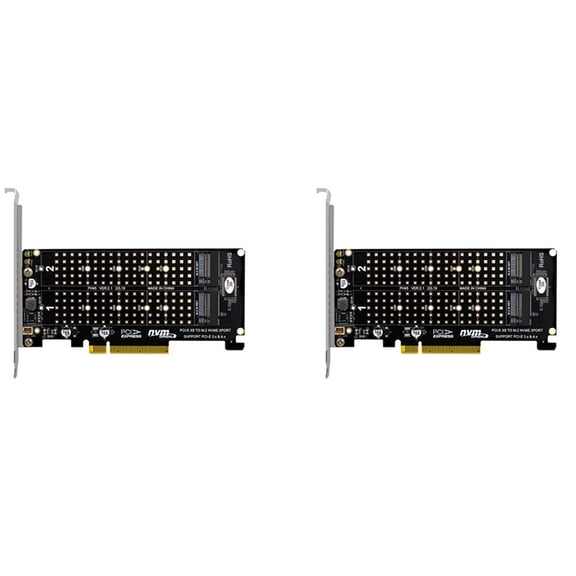 2X PCI-E X8 Double Disk Card NVME M.2 M KEY SSD Expansion Adapter Extended Dual NVME PCI-E X8 Split Card