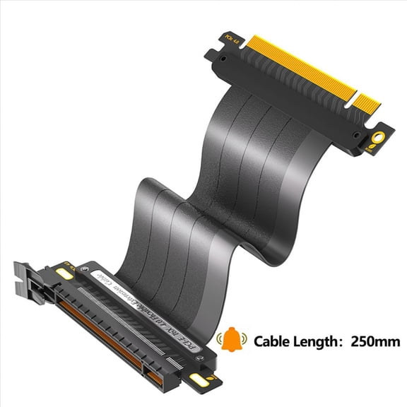 2X PCIE 4.0 16X Extension Cable High Speed GPU Riser Cable with PCI Express Port for GPU Extension Cable 25cm 180 Degree