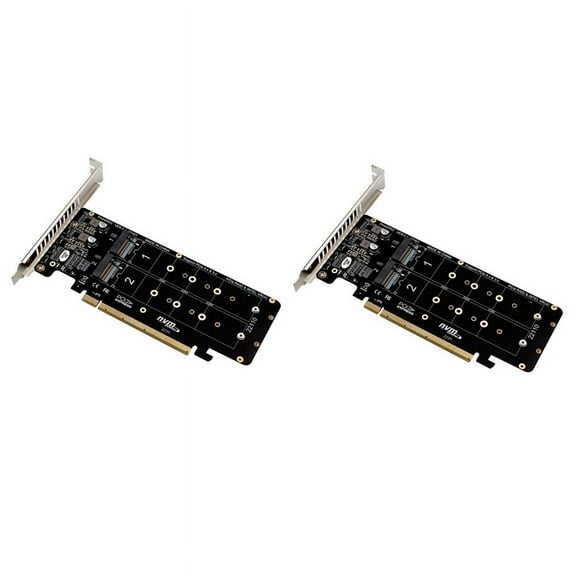 2X PCIE 4.0 Dual-Disk PCIeX16 to M.2 M-Key NVME SSD Expansion Card,Supports 4 NVMe M Key 2280