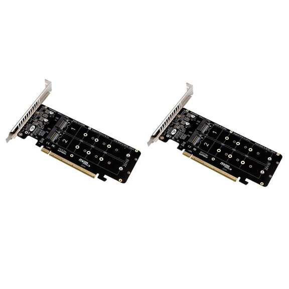 2X PCIE 4.0 Dual-Disk PCIeX16 to M.2 M-Key NVME SSD Expansion Card,Supports 4 NVMe M Key 2280
