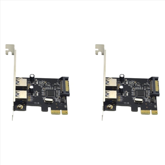 2X PCIE Expansion Card PCI-E to 2-Port USB3.0 5Gbps Convert Card Riser for Win7/8/9/10/Linux,2 x Expansion Card,Black