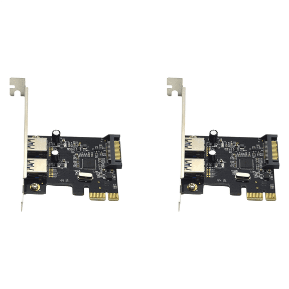 2X PCIE Expansion Card PCI-E to 2-Port USB3.0 5Gbps Convert Card Riser for Win7/8/9/10/Linux