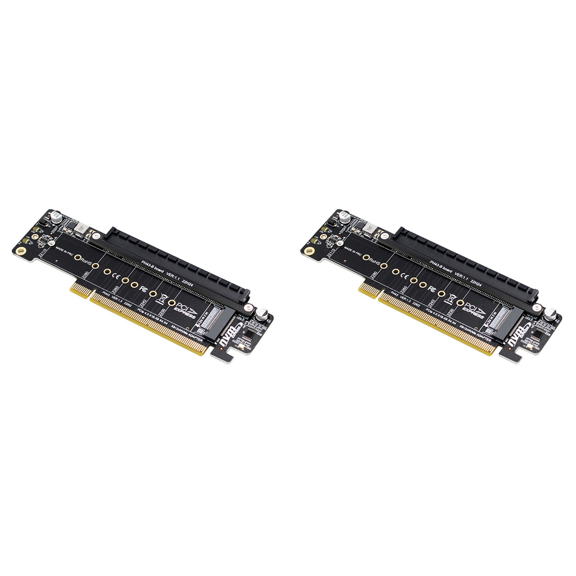 2X PCIE4.0 Split Expansion Riser Card PCIE X16 TO M.2 NVME SSD Adapter to X8+X4+X4 Quad VROC .2 NVMe Port