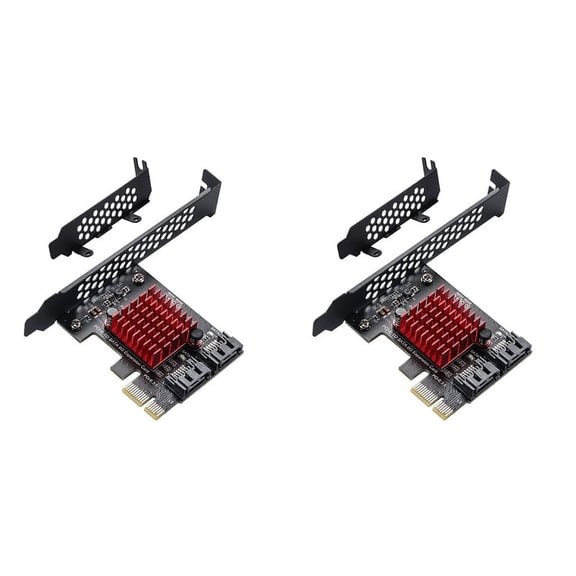 2X PCIe to 2 Ports 3.0 6 Gbps SSD Adapter PCI-E PCI Express X1 Controller Board Expansion Card Support X4 X6 X8 X16,2 * riser card 2 * half-height bezel,black