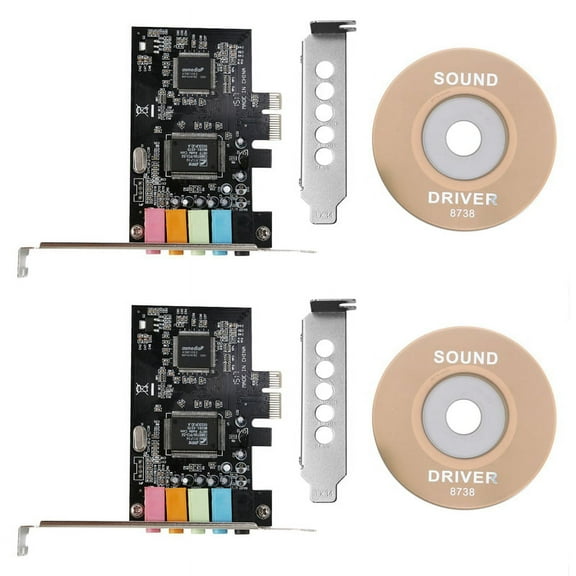 2X PCIe Sound Card 5.1, PCI Express Surround 3D Audio for PC with High Direct Performance & Low Bracket