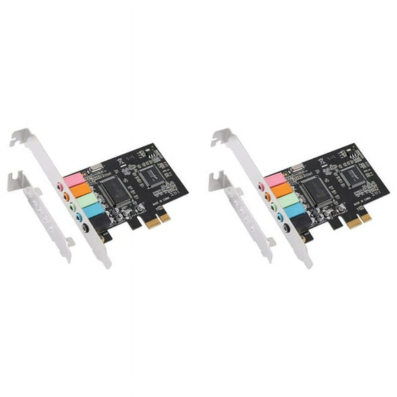 2X PCIe Sound Card 5.1, PCI Express Surround Card 3D Stereo Audio with High Sound Performance PC Sound Card CMI8738 Chip,2 x PCIe Sound Card 2 x Low Baffle,Black