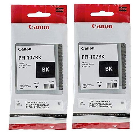 Canon 2X PFI-107 130ml Ink Tank for Canon iPF680/685/780/785, Black
