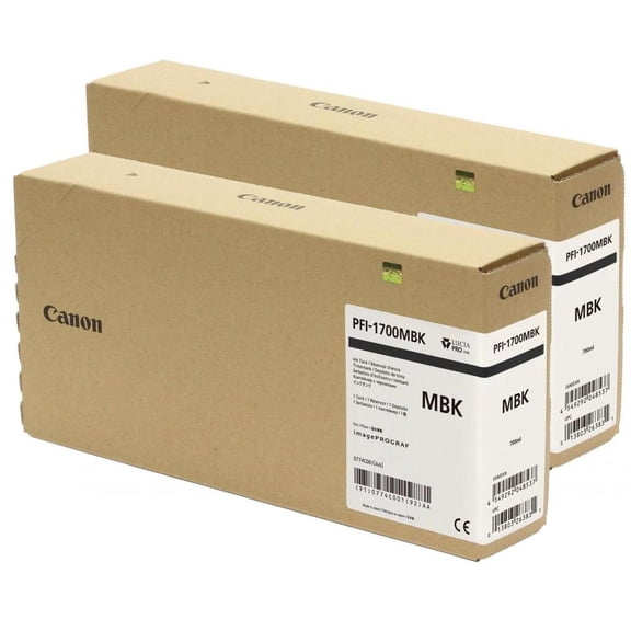 Canon PFI-1700 Pigment Ink Tank (2-Pack, Matte Black) in Retail Packaging