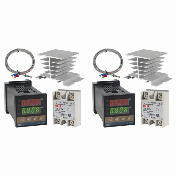 2X PID-Temperature Controller -C100 Thermostat Kit High Voltage 100ACV to 240ACV+SSR Relay 40DA+ K Probe