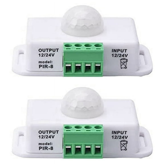 2X PIR Infrared Motion Sensor Detector, DC 12V-24V Strip Light Motion Sensor Switch, for Cupboard Cabinet Stairs Kitchen,2 x Automatic Sensor Switch,white