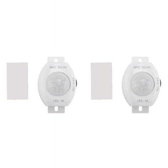 2X PIR Infrared Motion Sensor Detector DC5-24V Auto on Off Timer Switch Home LED Light Body PIR Motion Sensor Lamp White,2 x DC5-24V Sensor Switch,White