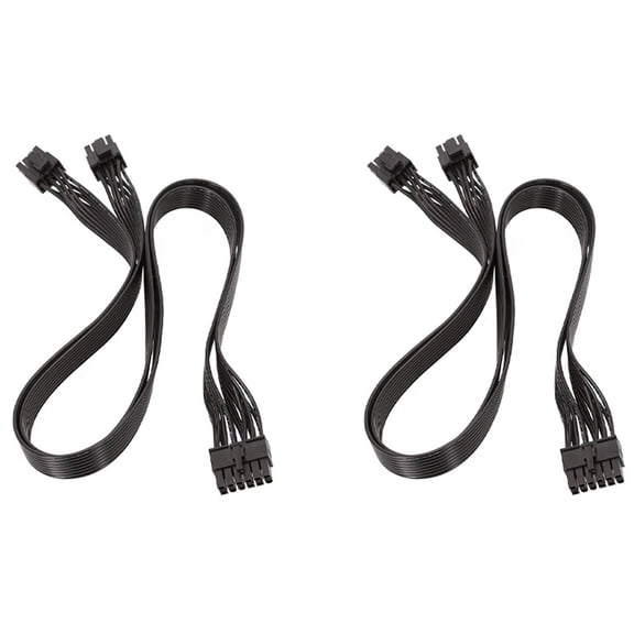 2X PSU Graphics Card Line 12Pin to Dual 8Pin(6+2) PCI-E Modular Power Cable for P-860 P-1000 X-1050 (60cm)