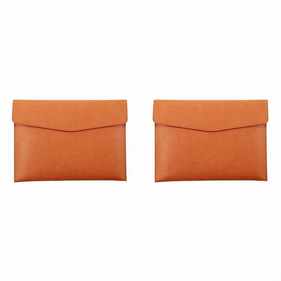2X PU Leather A4 File Folder Document Holder Waterproof Portfolio Envelope Folder Case with Snap Closure(Brown)