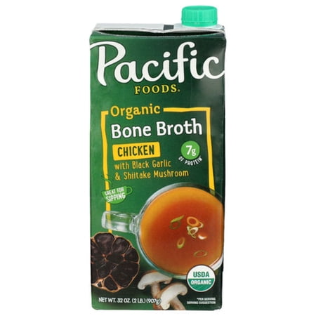 2X - Pacific Foods Organic Black Garlic & Shiitake Mushroom Chicken Bone Broth 32 oz Package May Vary