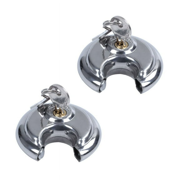 2X Padlocks Heavy Duty 70MM Round Circular Disc Padlock with 2 Keys