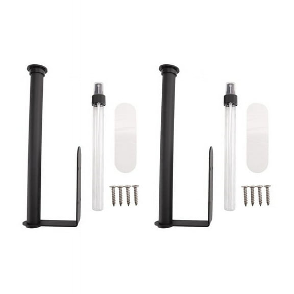 2X Paper Towel Holder with Bottle,Hanging Wall Mount Papertowels Roller for Kitchen and Bathroom (Black)