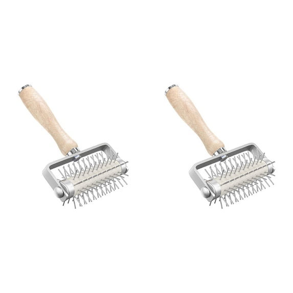 2X Pastry Roller with Stainless Steel Spikes Homemade Pizza Tool,Prevents Dough From Blistering,Pizza Making Accessories
