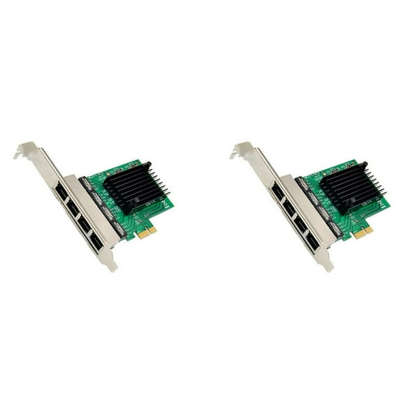 2X Pci-E X1 Gigabit Network Card Pci-Express 4 Port Ethernet Network Card Rtl8111F Ethernet Lan Card,2 x Network Card 2 x Short Iron Piece 2 x CD,Green