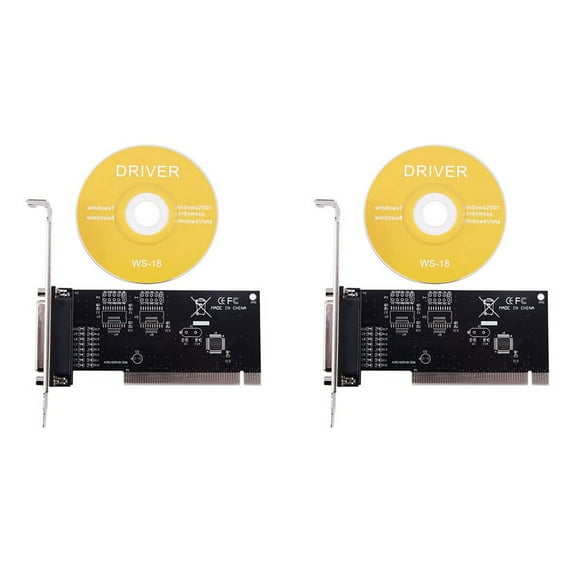 2X Pci Expansion Card Adapter 25Pin Parallel Pci to Parallel Db25 Printer Port Controller Card,2 x Expansion Card 2 x CD Driver,black
