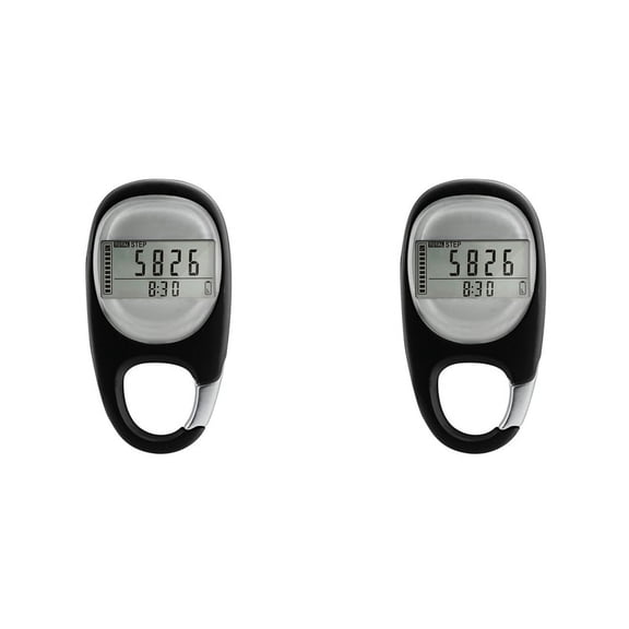 2X Pedometer for Walking, Portable Walking Pedometer 3D Step Counter, Simple Electronic Steps Tracker with Carabiner