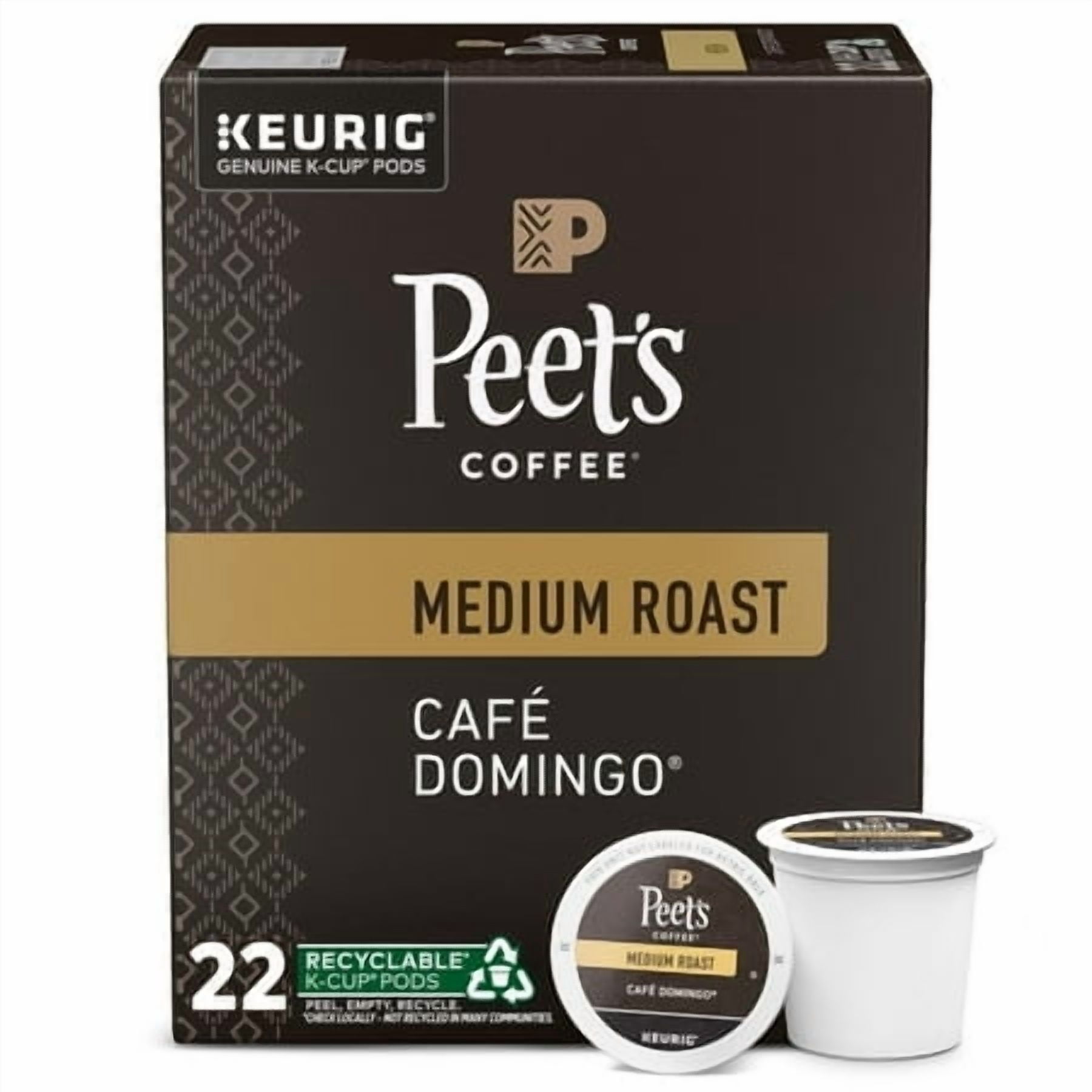 2X - Peet's Cafe Domingo Medium Roast Coffee - Keurig K-Cup Pods - 22ct