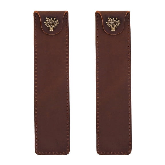 2X Pen Pouch Holder Single Pencil Bag Pen Case with Snap Button for Rollerball Fountain Ballpoint Pen-Brown,2 * Pencil case,brown