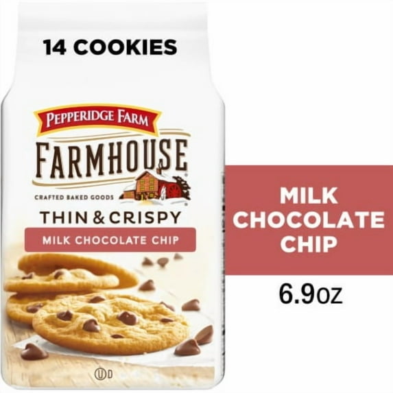 Pack of 2 Pepperidge Farm Farmhouse Thin & Crispy Milk Chocolate Chip Cookies, 6.9 oz (Package May Vary)