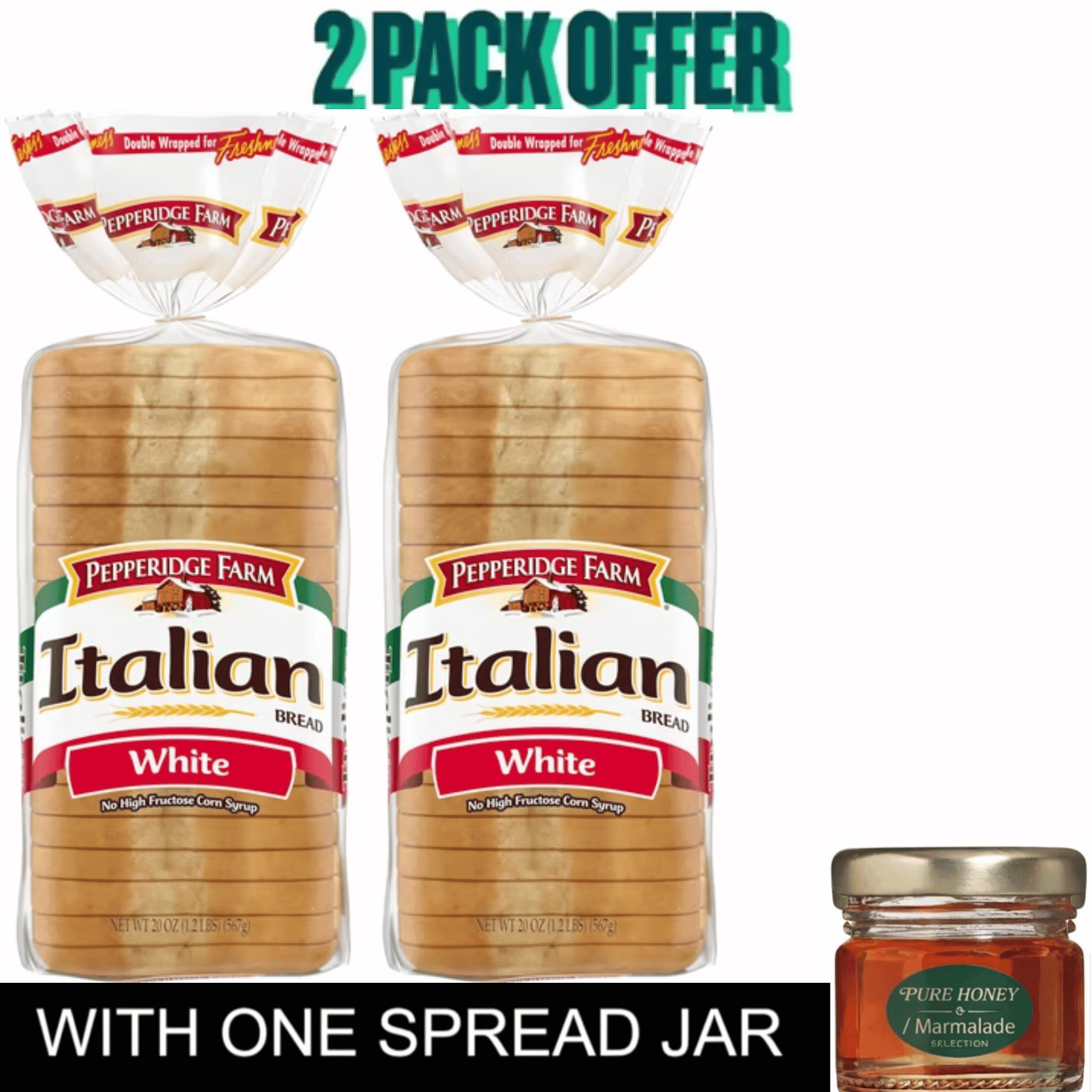 2X Pepperidge Farm Italian White Bread, No High Fructose Corn Syrup 20 ...