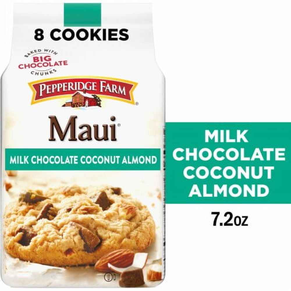 Pepperidge Farm Maui Milk Chocolate Coconut Almond Cookies 8 Crispy Cookies 7.2 oz - Pack of 2
