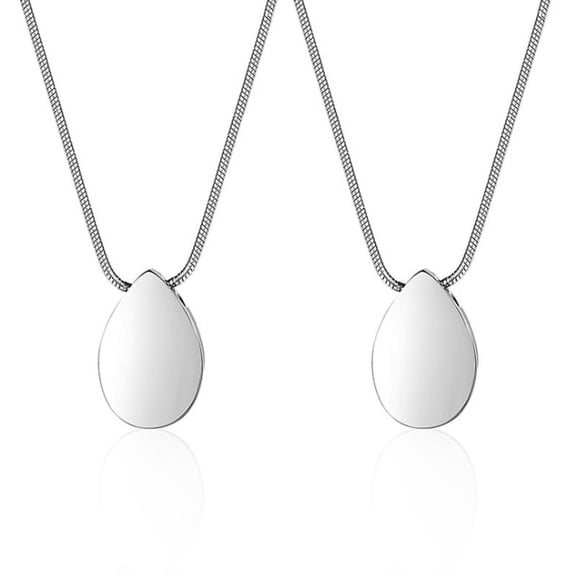 2X Personalized Teardrop Shape of Waterdrop Cremation Urn Necklace with Fill Kit for Ashes Cremation Jewelry