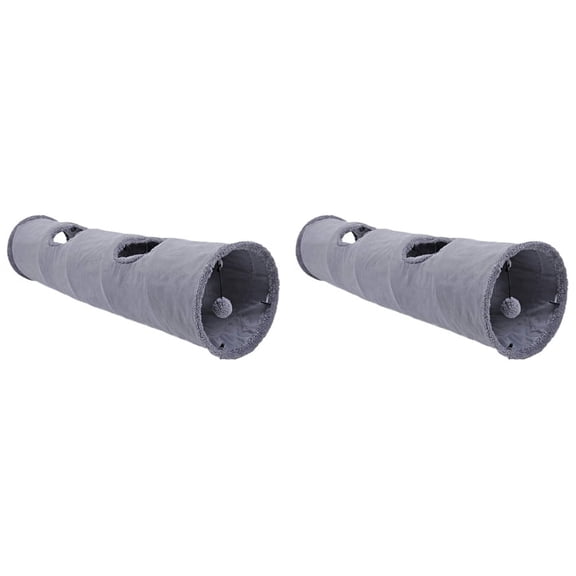2X Pet Cat Tunnel Toys Play Suede Hideaway Crinkle with Ball 12 Inch Diameter