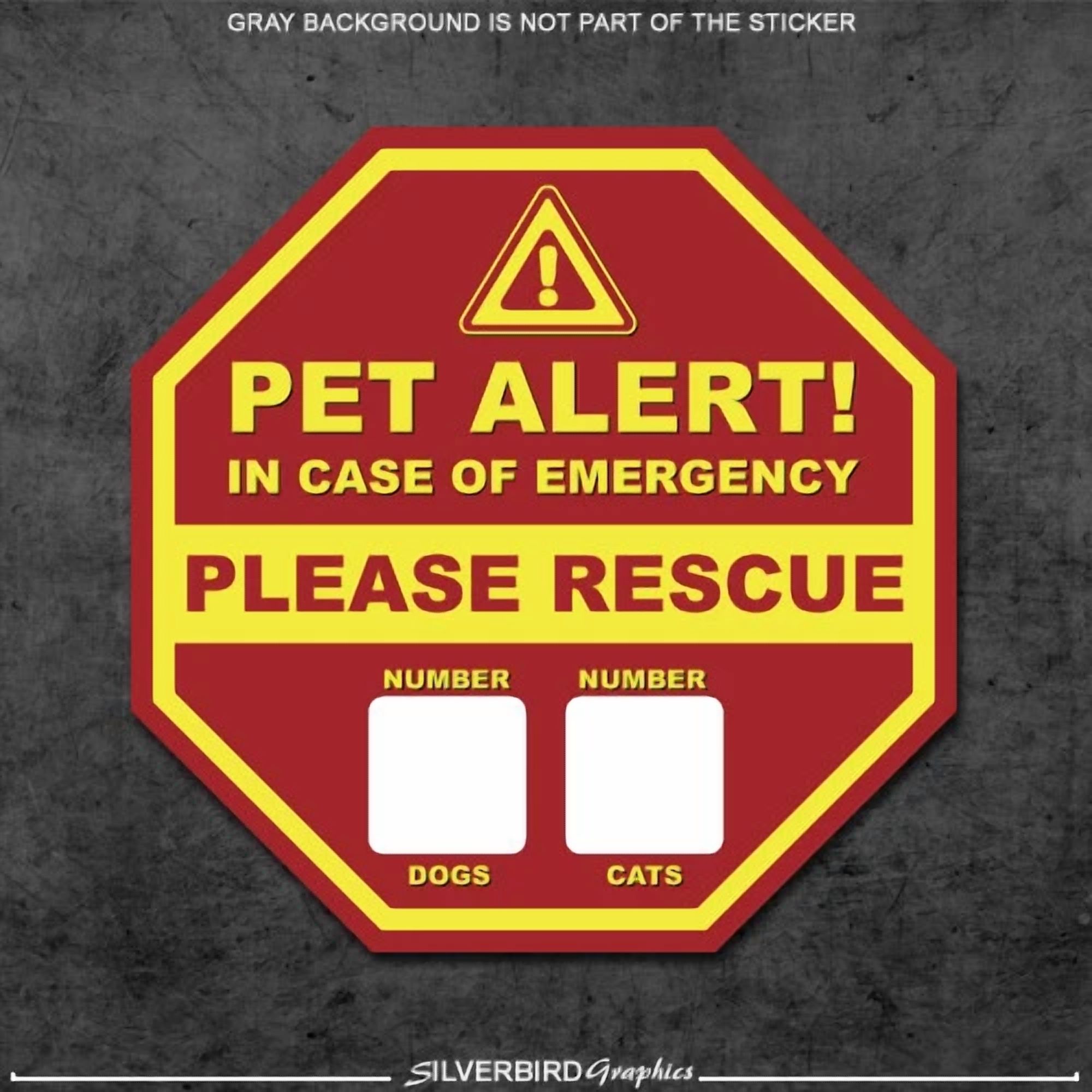 2X Pet Rescue - Stickers Fire 911 Warning Caution Pets Dogs Cats Rescue ...