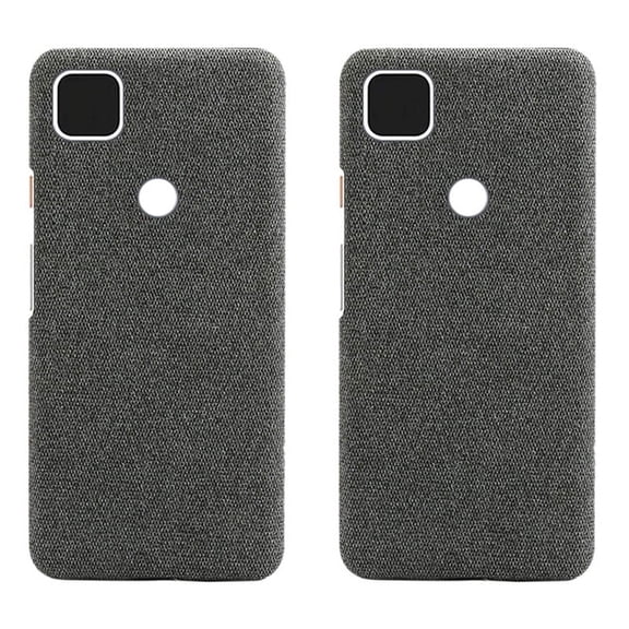 2X Phone Shell Cloth Pattern Leather Case Pixel Anti Drop Protective Cover Suitable for Pixel 4A(Gray),2 * phone case,Gray