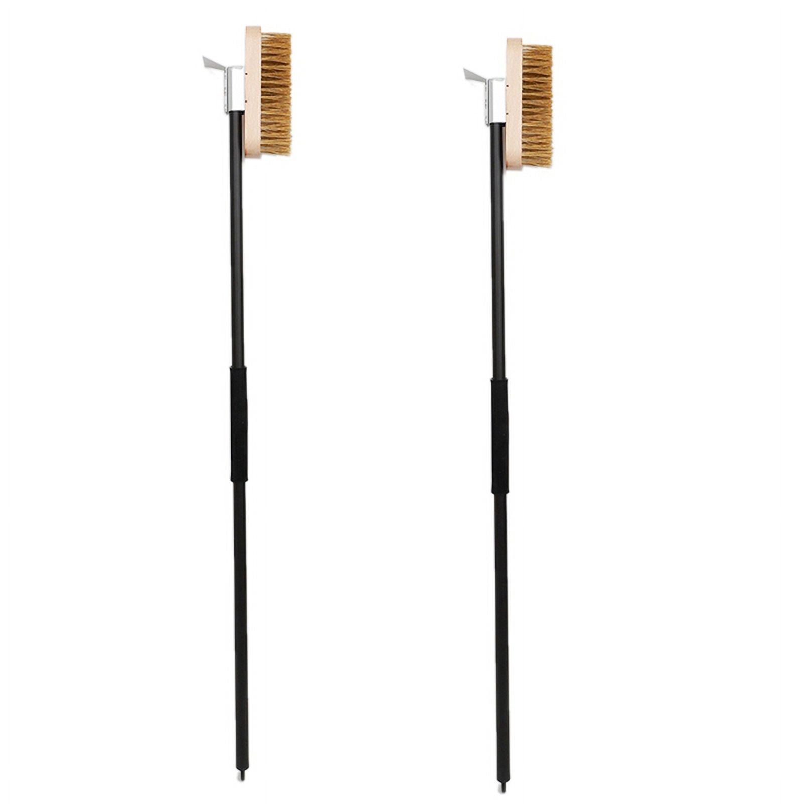 2X Pizza Oven Copper Brush Bristle Brass Scraper Household Grill Cleaning Oven Brush with 80cm Aluminium Handle,2 x Pizza Oven Copper Brush,Black