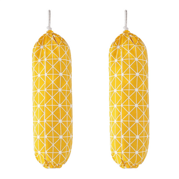 2X Plastic Bag Holder, Foldable Washable Grocery Bag Dispenser Recycling Shopping Bag Organizer Grocery(Yellow)