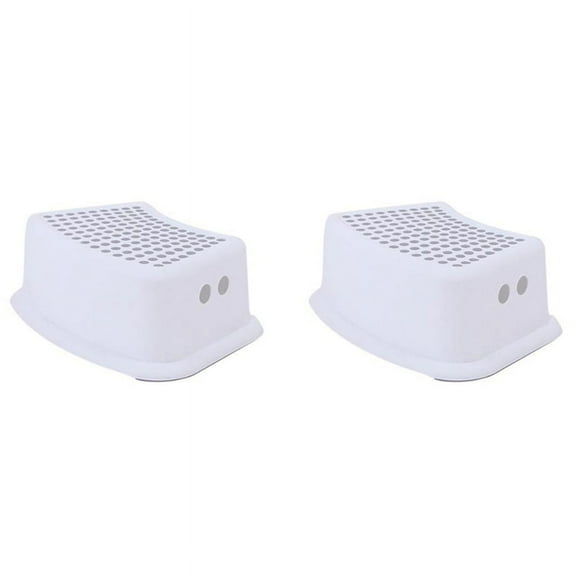 2X Plastic Non- Chair Children's Stackable Step Stool Assistant Assistant Kitchen Bathroom (Grey)