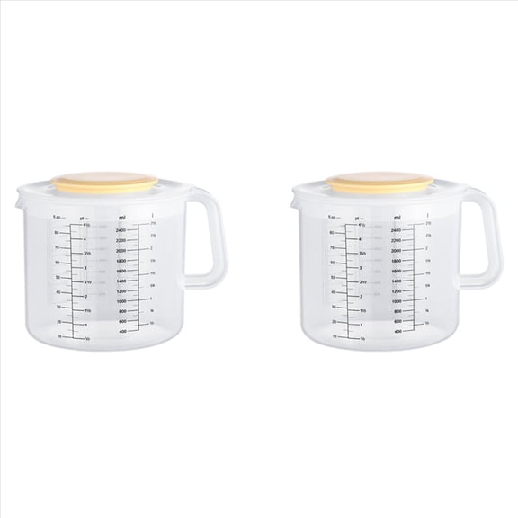 2X Plastic Ounce Measuring Cups and Mixing Pitcher for Baking with Lid Liquid Measuring /Jar in Ml with Splash Guard