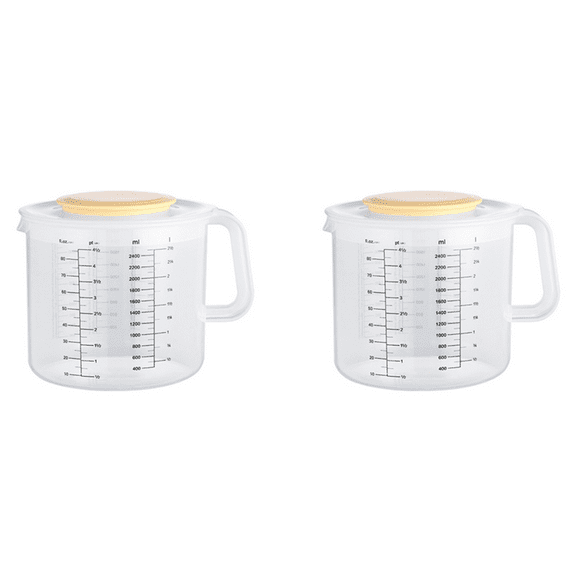 2X Plastic Ounce Measuring Cups and Mixing Pitcher for Baking with Lid Liquid Measuring /Jar in Ml with Splash Guard