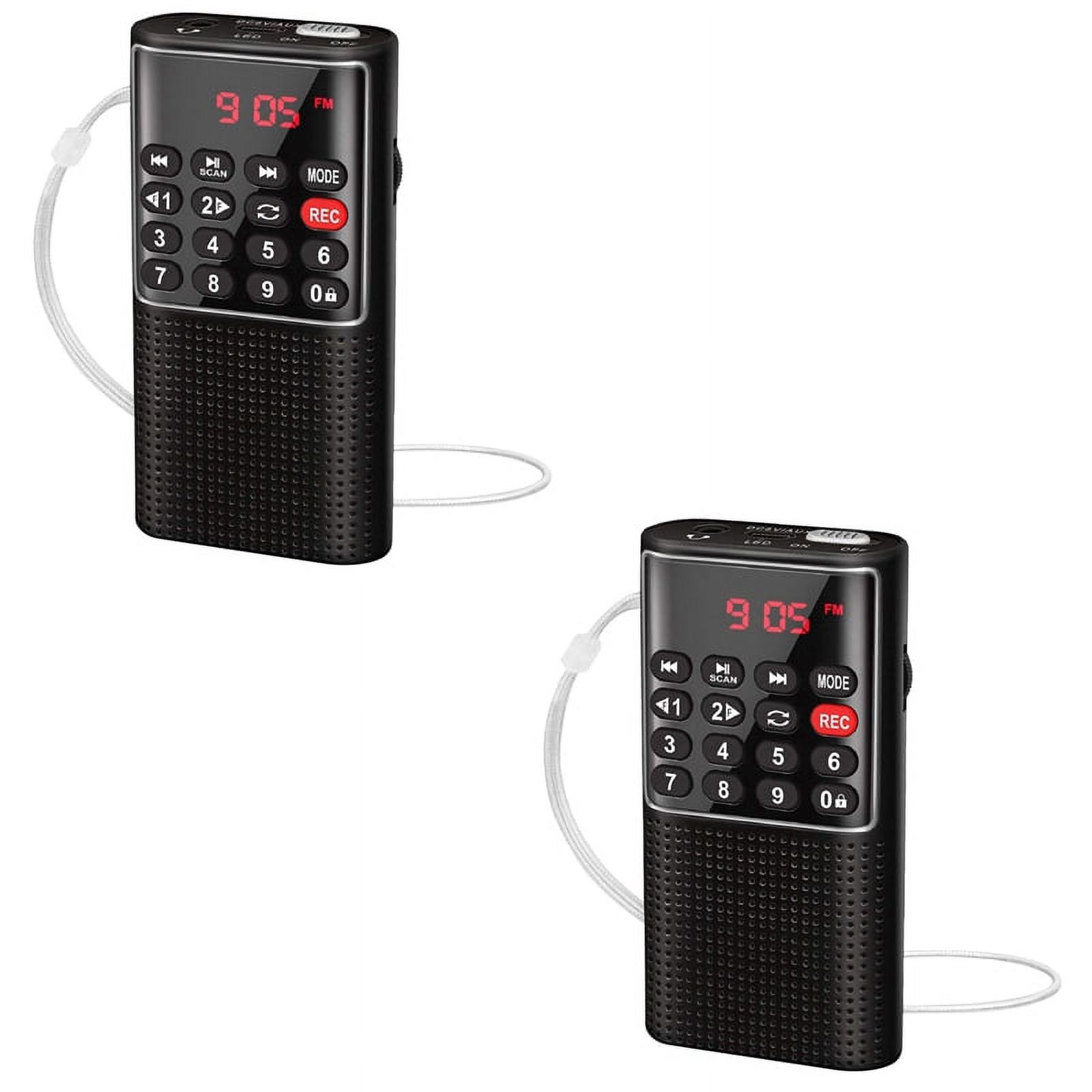 2X Pocket FM Walkman Radio Portable Battery Radio with Recorder, Lock Key, , Rechargeable Sound