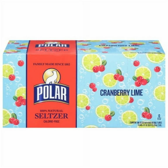 2X-Polar Cranberry Lime Flavored Seltzer Water Cans - 12 fl oz - 8 pk