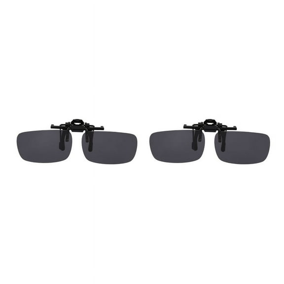 2X Polarized Rimless Rectangle Gray Lens Flip Up Clip on Sunglasses Eyeglass