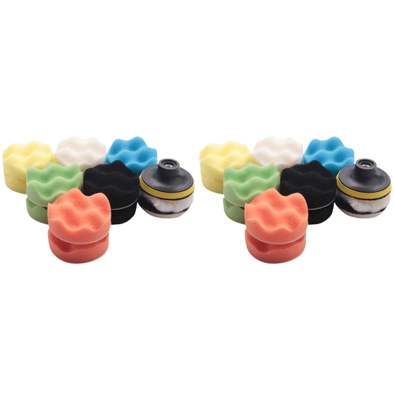 2X Polishing Buffing Pad Auto Car Polishers and Buffers Wax Set Pack of 15 Pcs +M10 Drill Adapter Kit