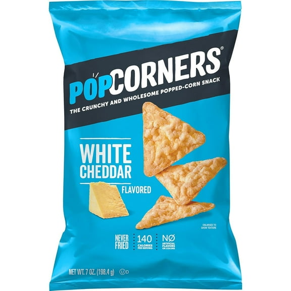 2X - Popcorners Original Cheddar Popped Corn Chips Bag, 7 Ounce