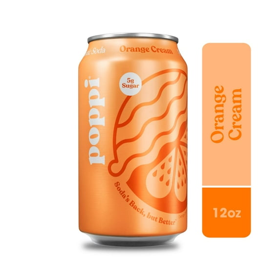Pack of 2 Poppi Orange Cream Prebiotic Soda Can, 12 fl oz (Package May Vary)