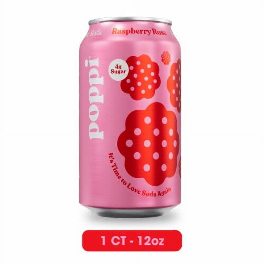 2X - Poppi Prebiotic Soda, Raspberry Rose, 12 fl oz Can-12 fl oz ...