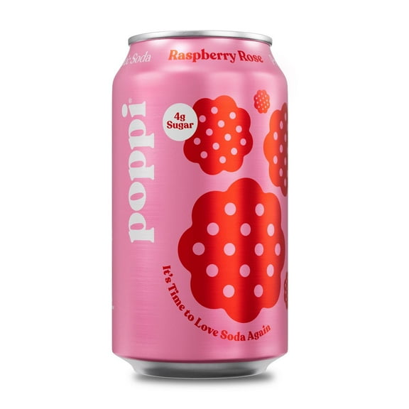 2X - Poppi Prebiotic Soda, Raspberry Rose, 12 fl oz Can-12 fl oz