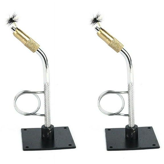 2X Portable Fly Tying Vise with Base Rotary C-Clamp Fish Tackle Kit Travel Alloy Fly Fishing Tackles Hook Binding Tool,2 * Hook Binding Tool,Silver&black&gold